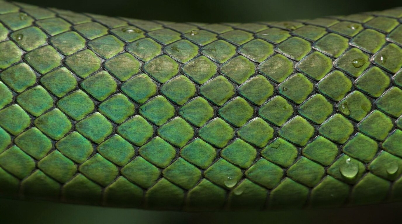Horizontal close-up of dark navy snake scales, biomimetic inspiration